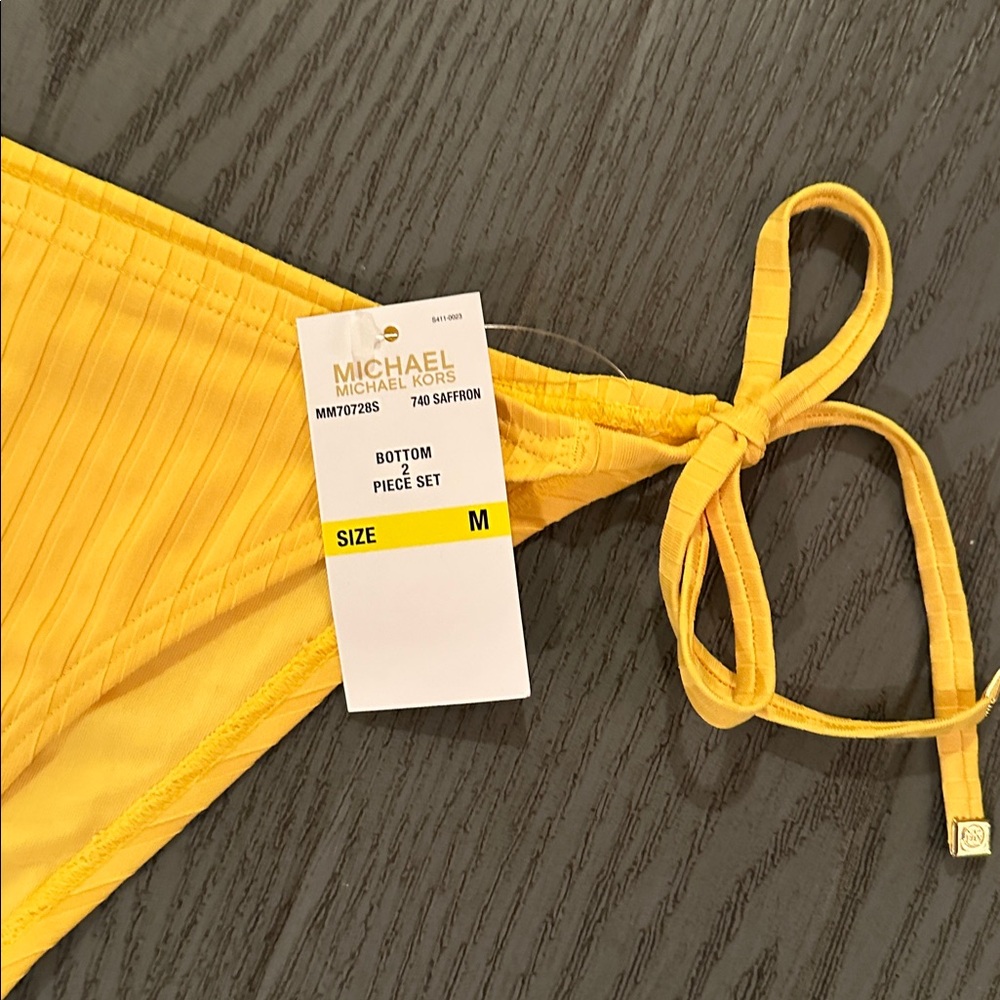 Michael Kors Yellow Ribbed String Bikini Set - Picture 8 of 11
